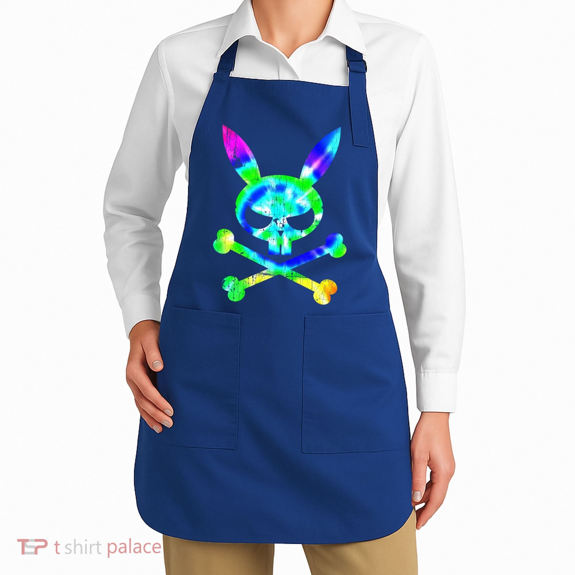 Scary Skull And Crossbones Bad Rabbit Horror Bunny Tie Dye Gift Apron