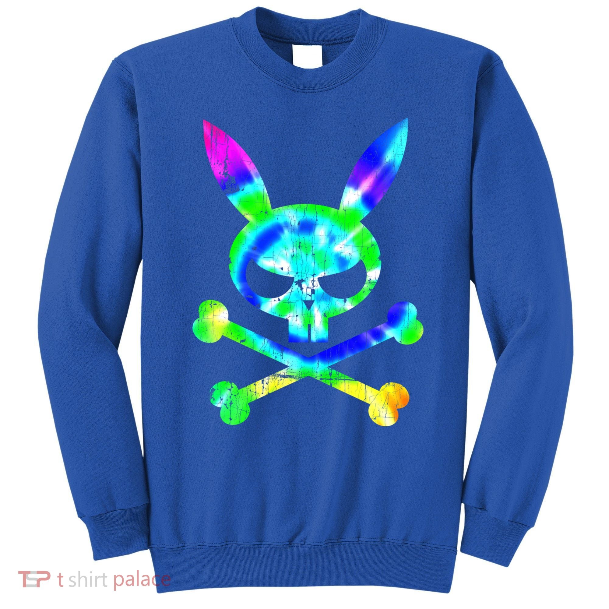 Scary Skull And Crossbones Bad Rabbit Horror Bunny Tie Dye Gift Sweatshirt