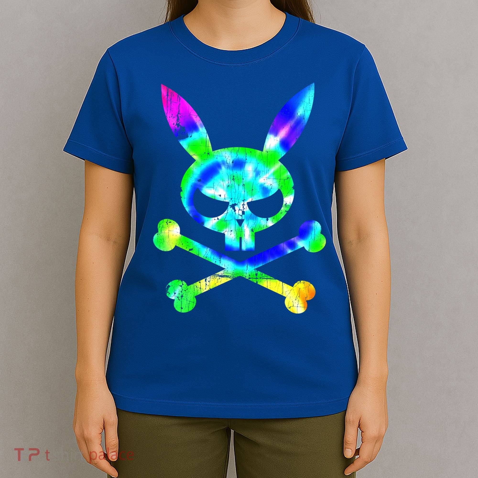 Scary Skull And Crossbones Bad Rabbit Horror Bunny Tie Dye Gift T-Shirt