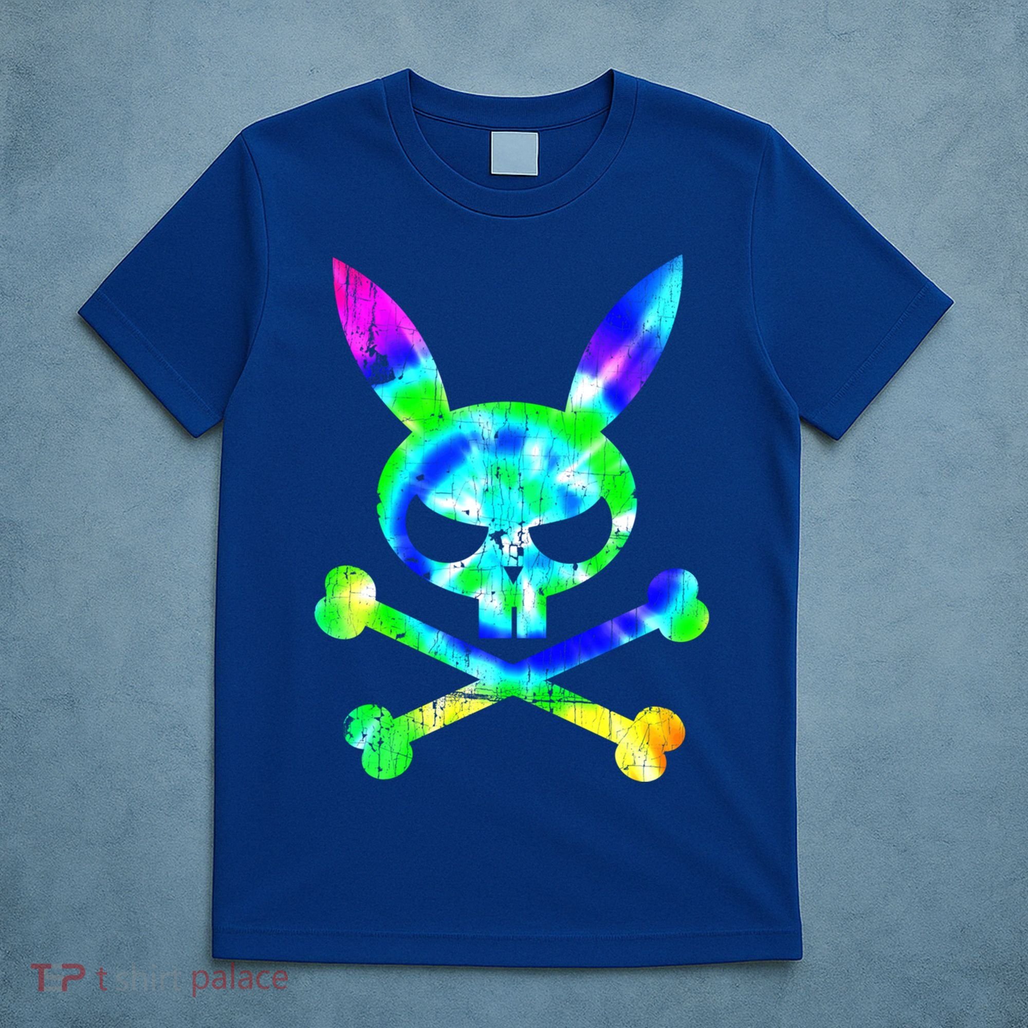 Scary Skull And Crossbones Bad Rabbit Horror Bunny Tie Dye Gift T-Shirt