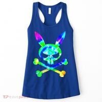 Scary Skull And Crossbones Bad Rabbit Horror Bunny Tie Dye Gift Women's Tank Top thumb 0