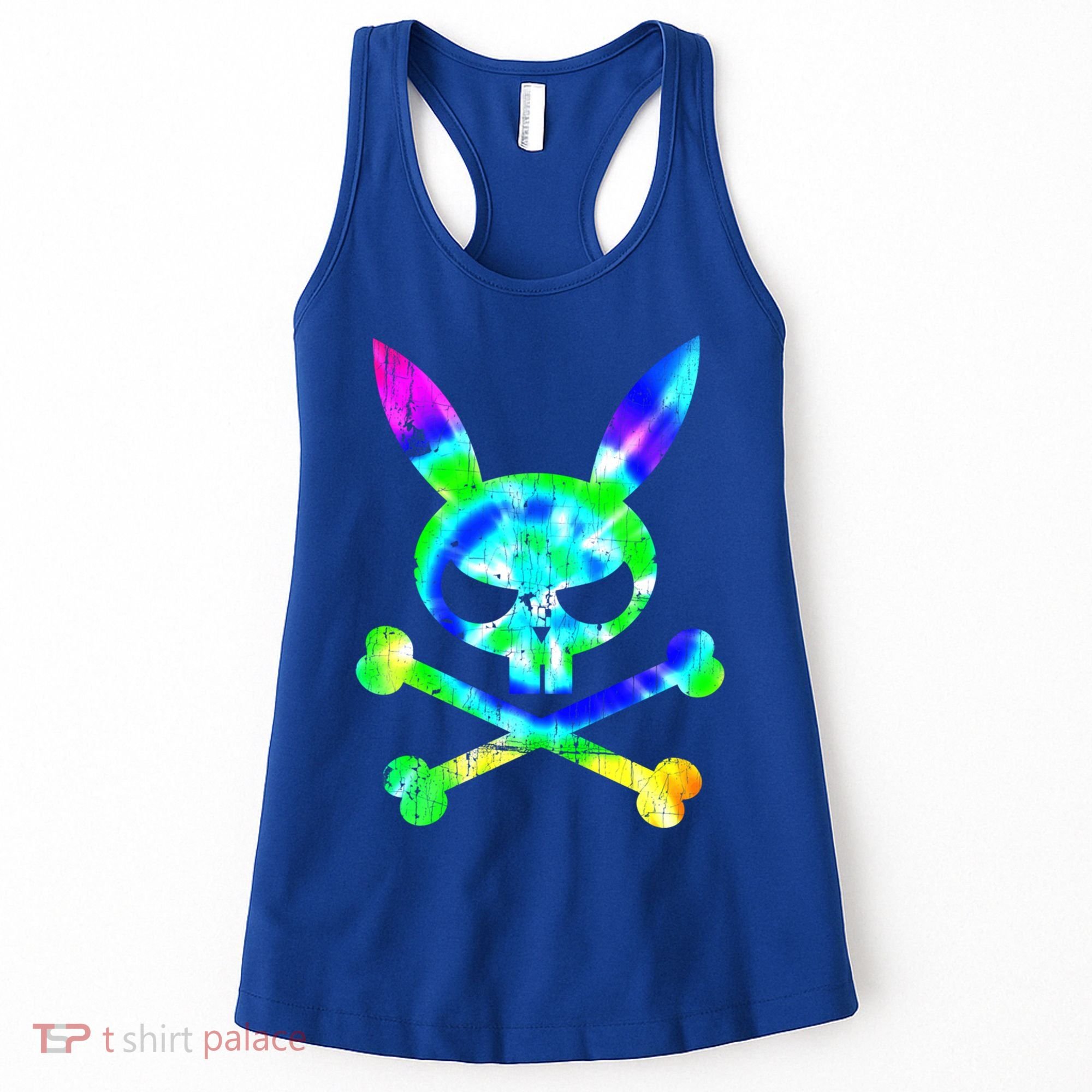 Scary Skull And Crossbones Bad Rabbit Horror Bunny Tie Dye Gift Women's Tank Top