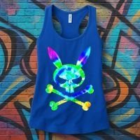 Scary Skull And Crossbones Bad Rabbit Horror Bunny Tie Dye Gift Women's Tank Top thumb 3