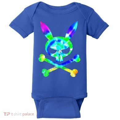Scary Skull And Crossbones Bad Rabbit Horror Bunny Tie Dye Gift Baby Bodysuit