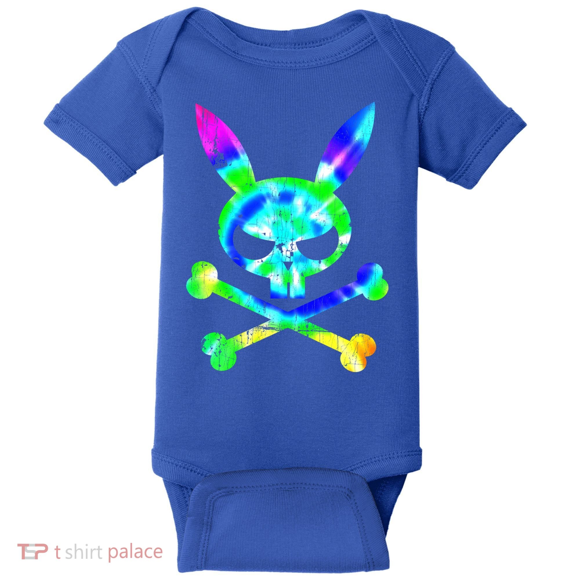 Scary Skull And Crossbones Bad Rabbit Horror Bunny Tie Dye Gift Baby Bodysuit