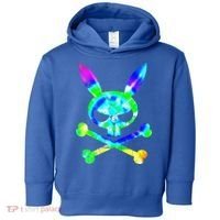 Scary Skull And Crossbones Bad Rabbit Horror Bunny Tie Dye Gift Toddler Hoodie thumb 0