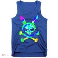 Scary Skull And Crossbones Bad Rabbit Horror Bunny Tie Dye Gift Tank Top thumb 0