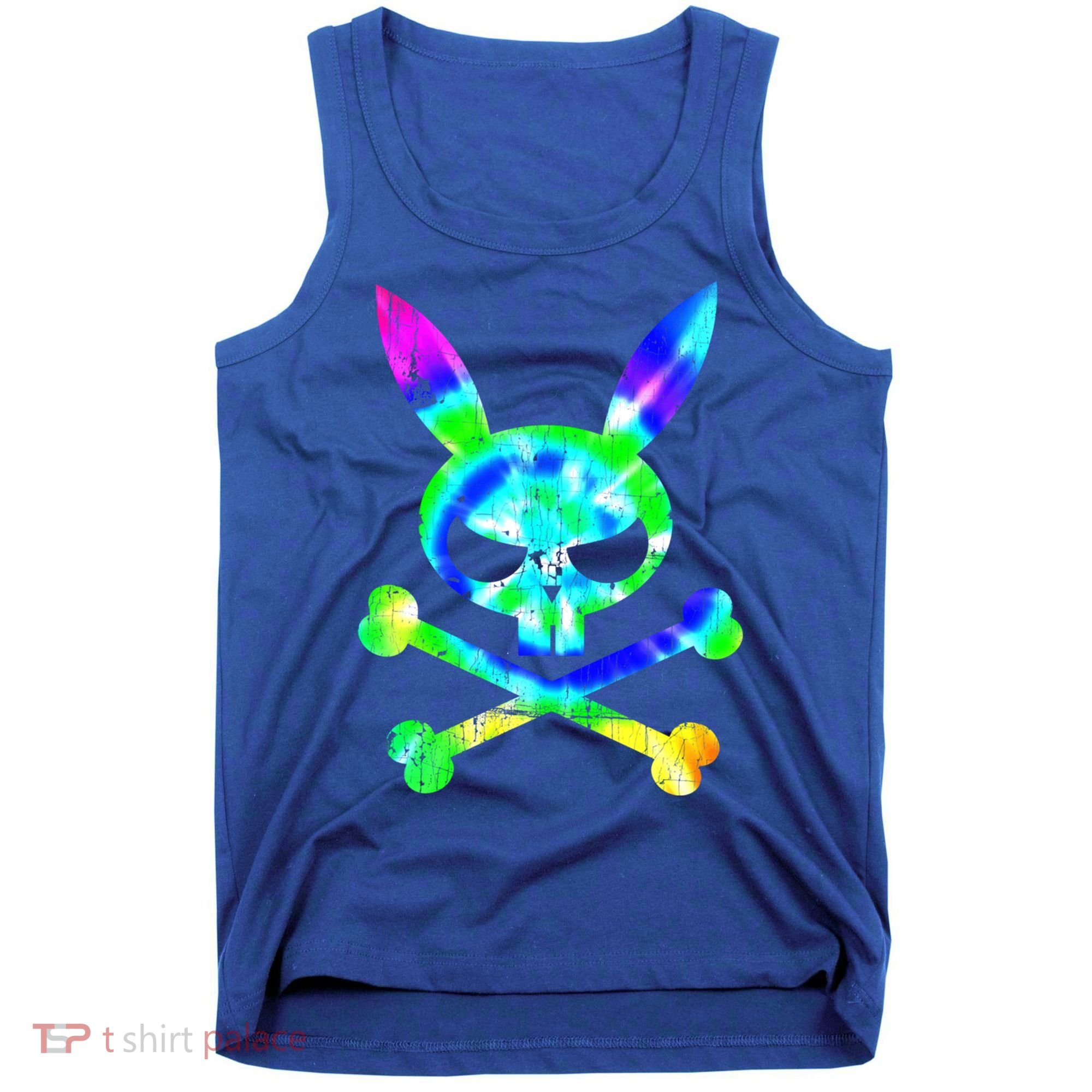 Scary Skull And Crossbones Bad Rabbit Horror Bunny Tie Dye Gift Tank Top