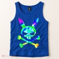 Scary Skull And Crossbones Bad Rabbit Horror Bunny Tie Dye Gift Tank Top thumb 2