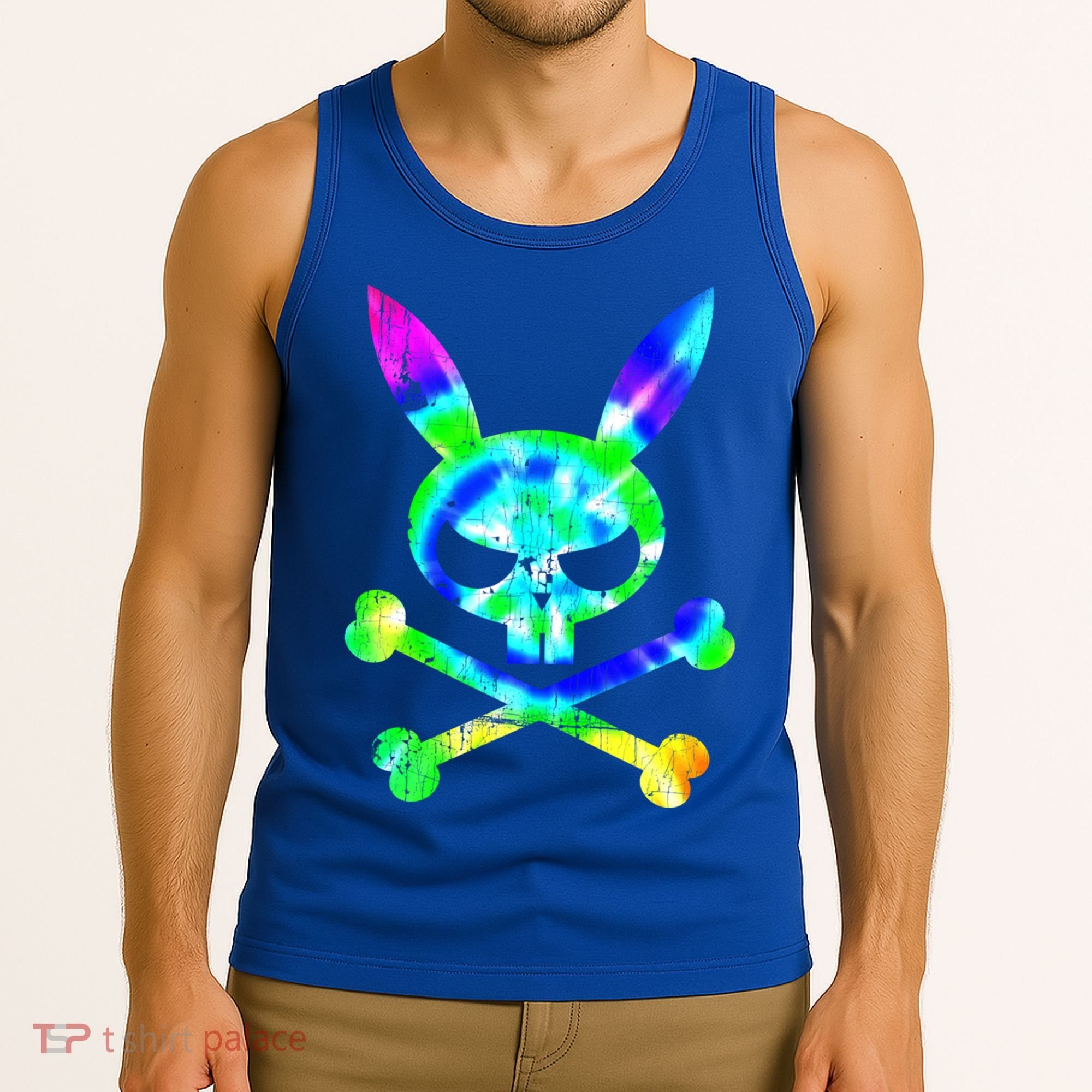 Scary Skull And Crossbones Bad Rabbit Horror Bunny Tie Dye Gift Tank Top