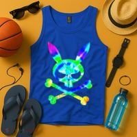 Scary Skull And Crossbones Bad Rabbit Horror Bunny Tie Dye Gift Tank Top thumb 4