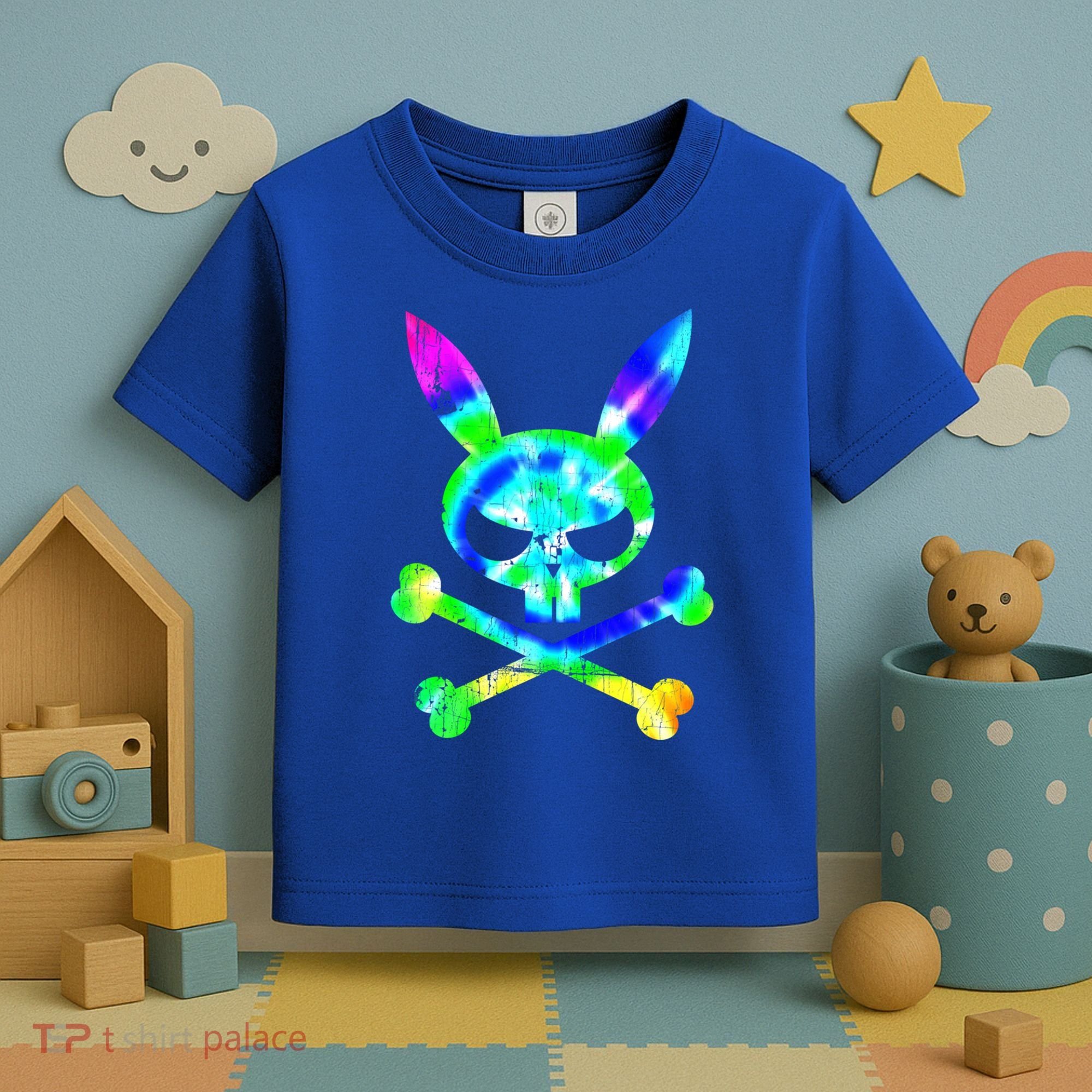 Scary Skull And Crossbones Bad Rabbit Horror Bunny Tie Dye Gift Toddler T-Shirt