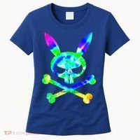 Scary Skull And Crossbones Bad Rabbit Horror Bunny Tie Dye Gift Women's T-Shirt thumb 0