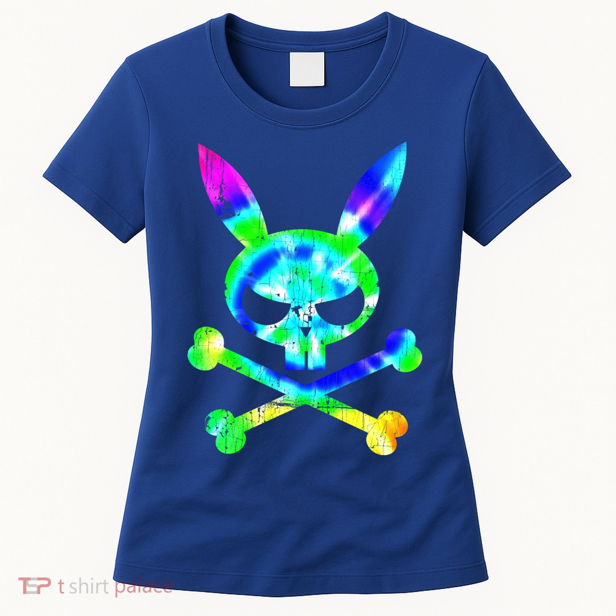 Scary Skull And Crossbones Bad Rabbit Horror Bunny Tie Dye Gift Women's T-Shirt