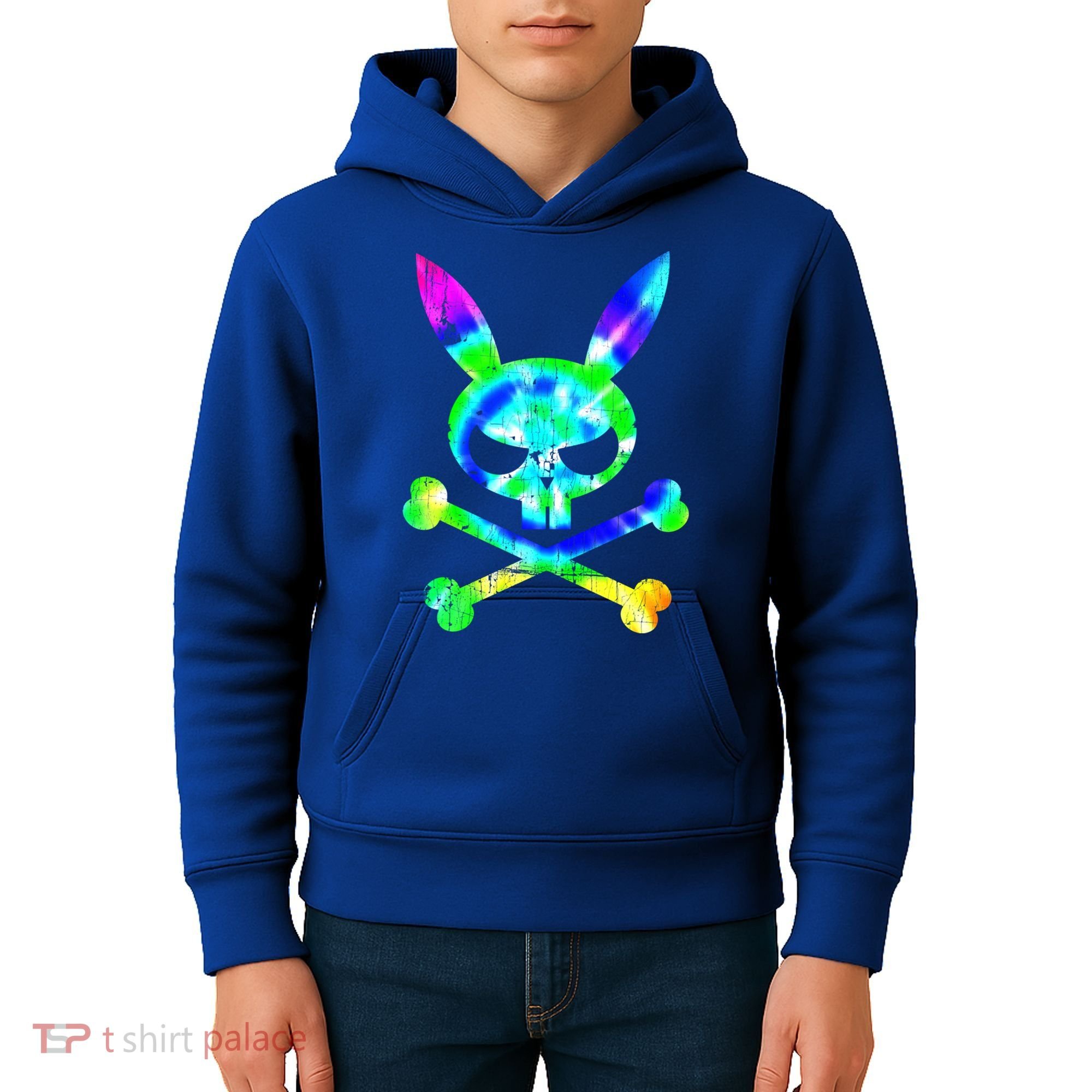 Scary Skull And Crossbones Bad Rabbit Horror Bunny Tie Dye Gift Kids Hoodie