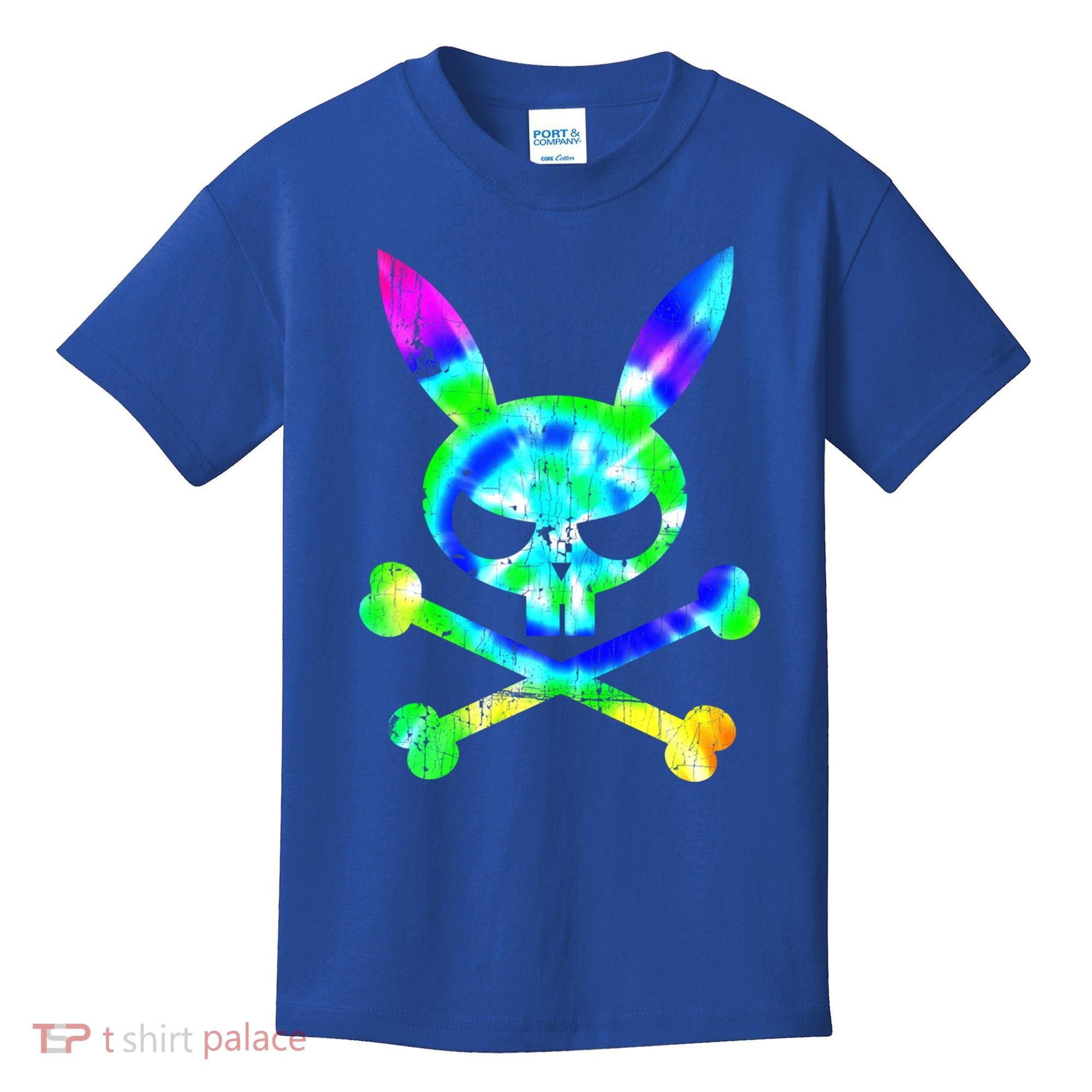 Scary Skull And Crossbones Bad Rabbit Horror Bunny Tie Dye Gift Kids T-Shirt