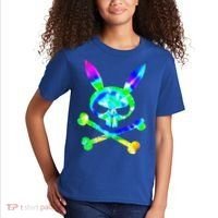 Scary Skull And Crossbones Bad Rabbit Horror Bunny Tie Dye Gift Kids T-Shirt thumb 2
