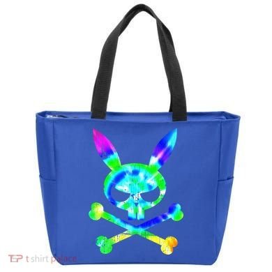 Scary Skull And Crossbones Bad Rabbit Horror Bunny Tie Dye Gift Tote Bag