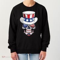 Sugar Skull American Flag Usa Indepedence Day July Fourth Cute Gift Women's Sweatshirt thumb 0