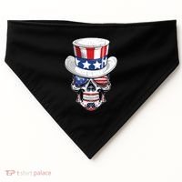 Sugar Skull American Flag Usa Indepedence Day July Fourth Cute Gift USA-Made Doggie Bandana thumb 0
