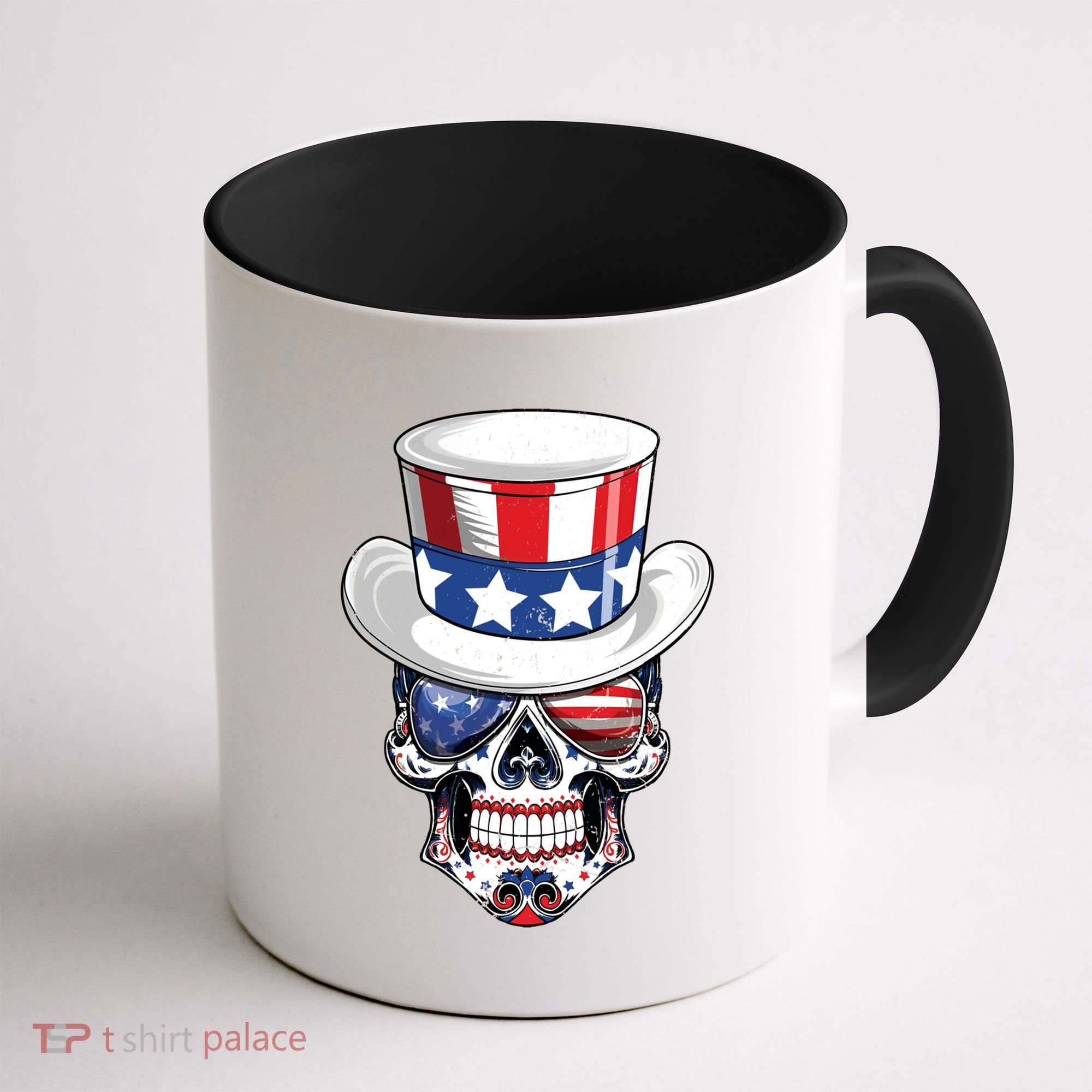 Sugar Skull American Flag Usa Indepedence Day July Fourth Cute Gift Coffee Mug