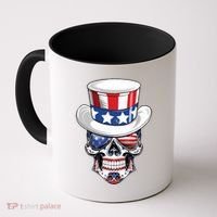 Sugar Skull American Flag Usa Indepedence Day July Fourth Cute Gift Coffee Mug thumb 0