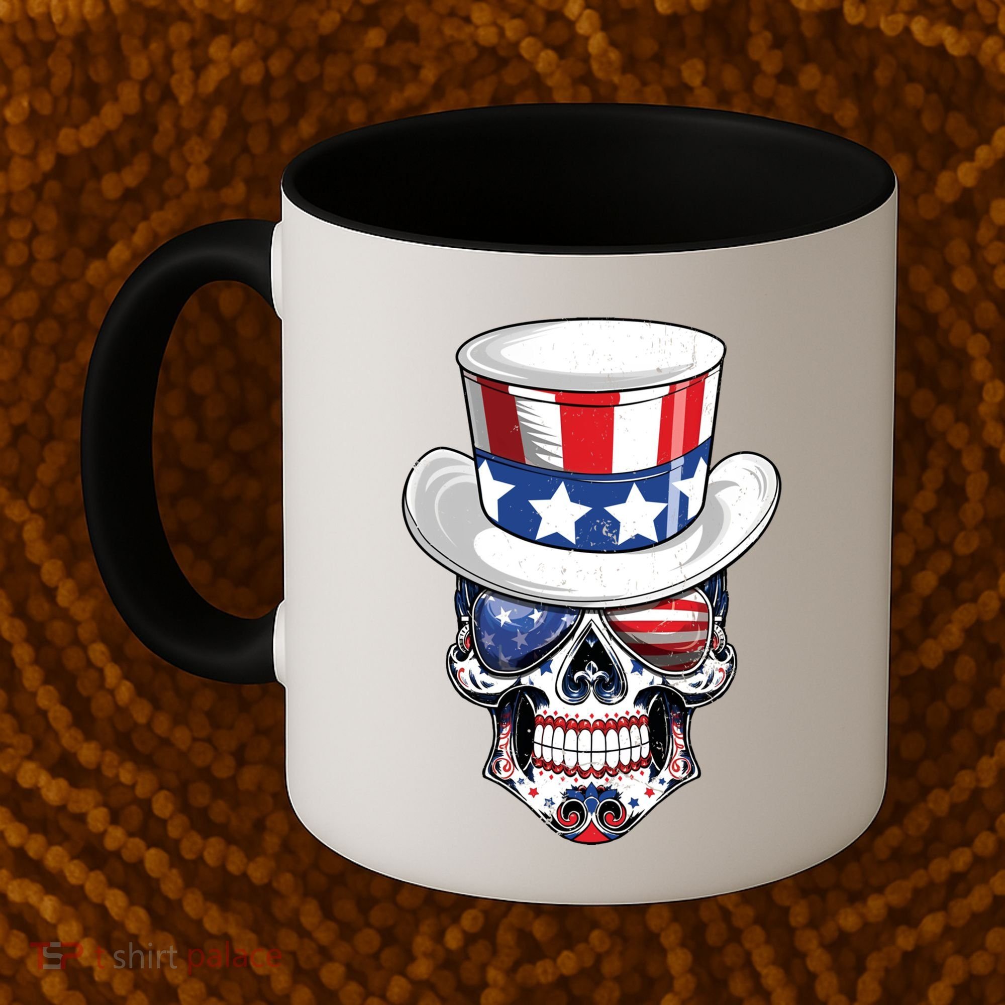 Sugar Skull American Flag Usa Indepedence Day July Fourth Cute Gift Coffee Mug