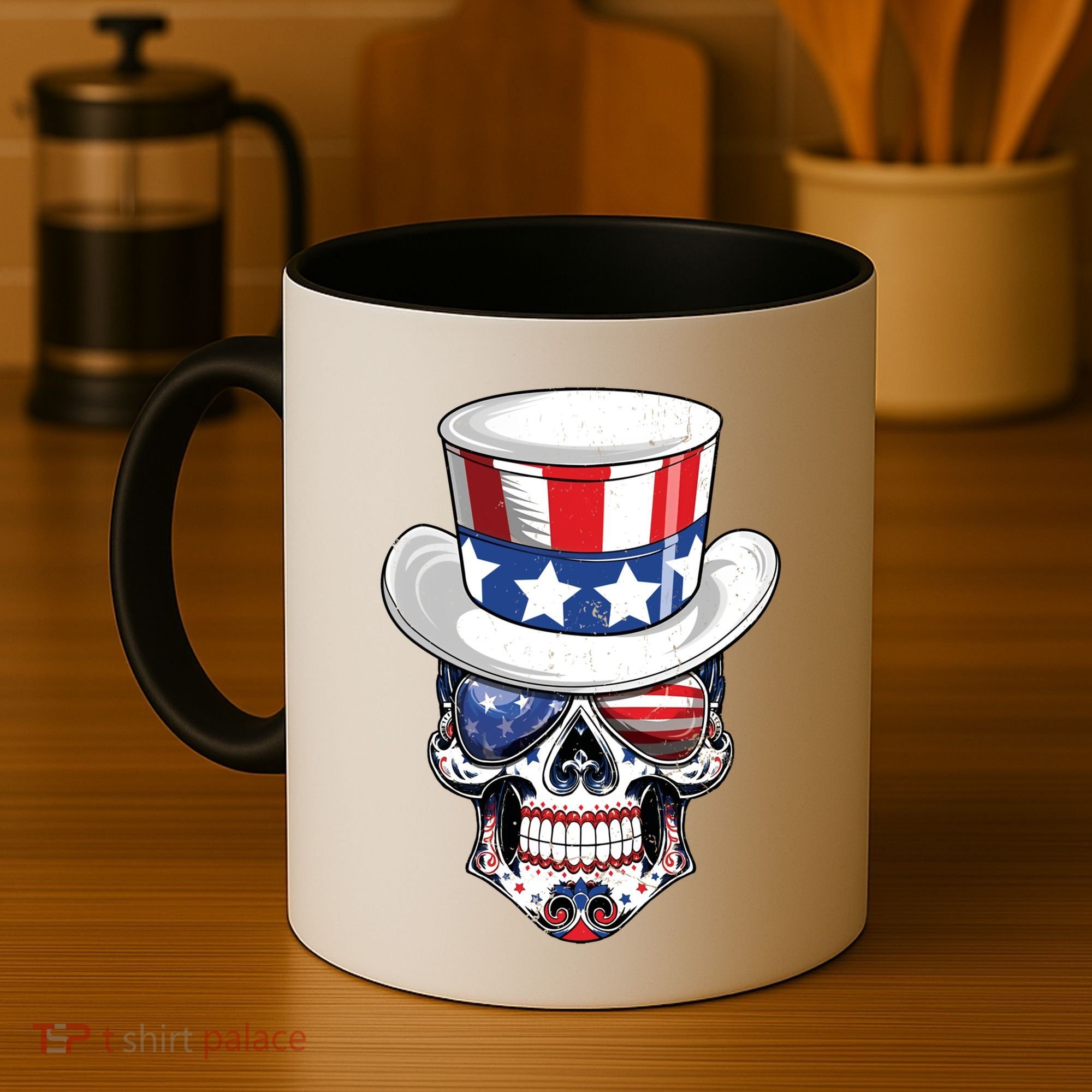Sugar Skull American Flag Usa Indepedence Day July Fourth Cute Gift Coffee Mug