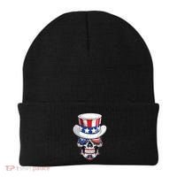 Sugar Skull American Flag Usa Indepedence Day July Fourth Cute Gift Beanie thumb 0
