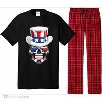 Sugar Skull American Flag Usa Indepedence Day July Fourth Cute Gift Pajama Set thumb 0