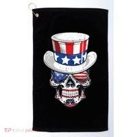 Sugar Skull American Flag Usa Indepedence Day July Fourth Cute Gift Golf Towel thumb 0