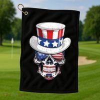Sugar Skull American Flag Usa Indepedence Day July Fourth Cute Gift Golf Towel thumb 1