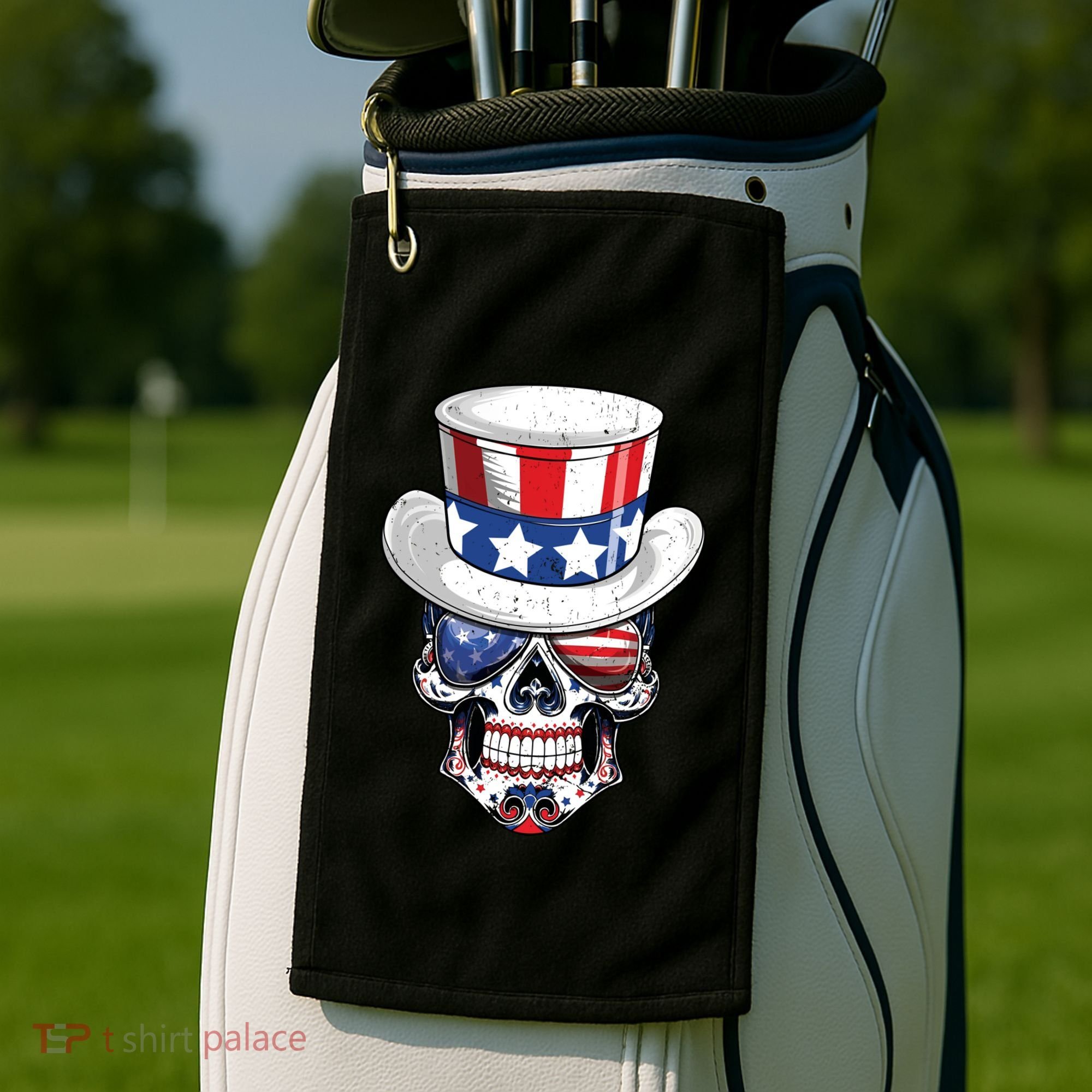 Sugar Skull American Flag Usa Indepedence Day July Fourth Cute Gift Golf Towel
