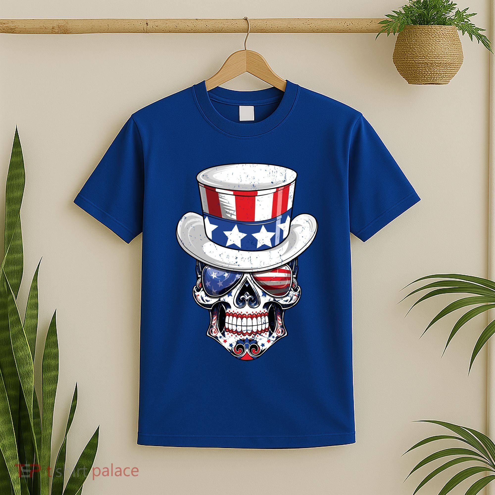 Sugar Skull American Flag Usa Indepedence Day July Fourth Cute Gift T-Shirt
