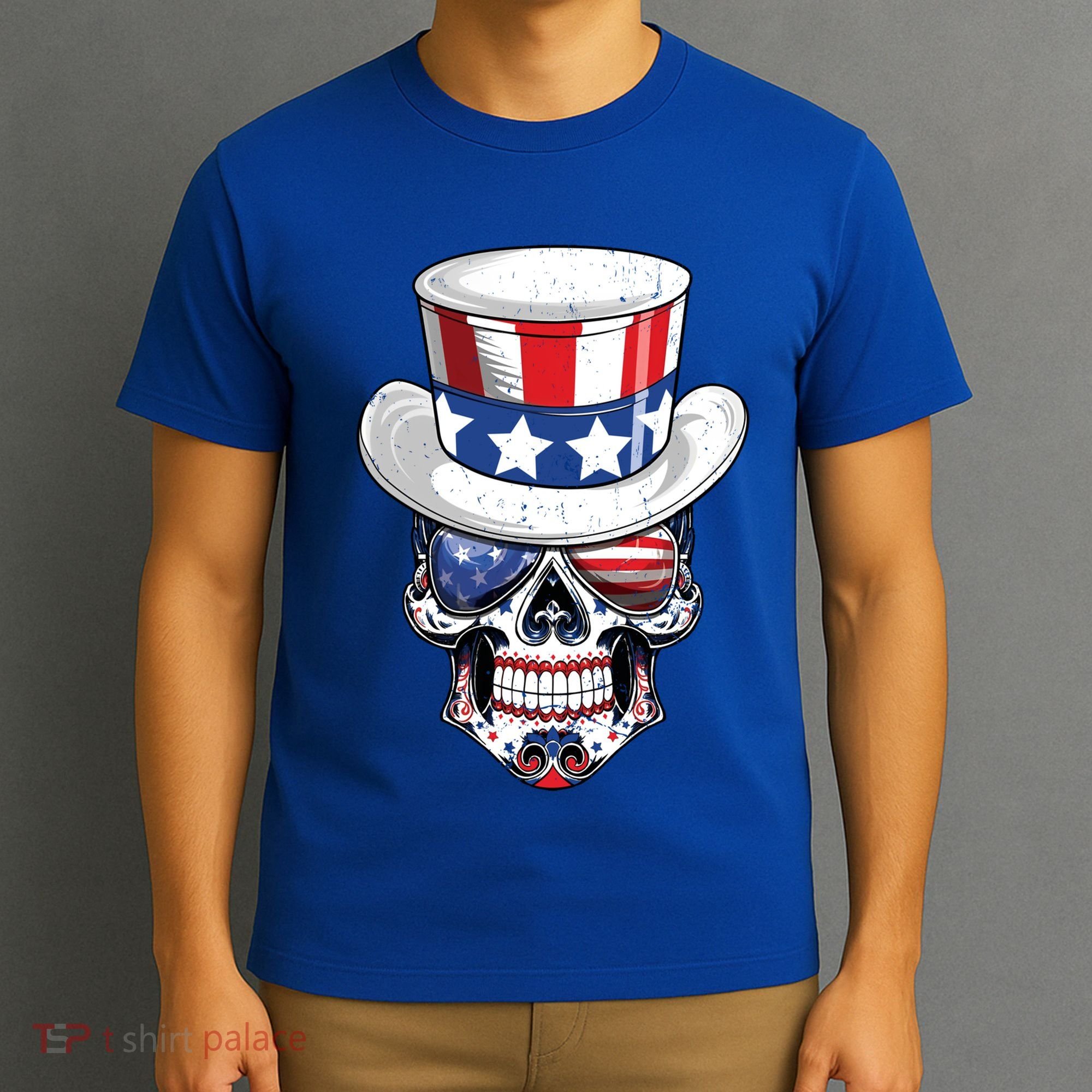 Sugar Skull American Flag Usa Indepedence Day July Fourth Cute Gift T-Shirt