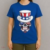 Sugar Skull American Flag Usa Indepedence Day July Fourth Cute Gift T-Shirt thumb 4