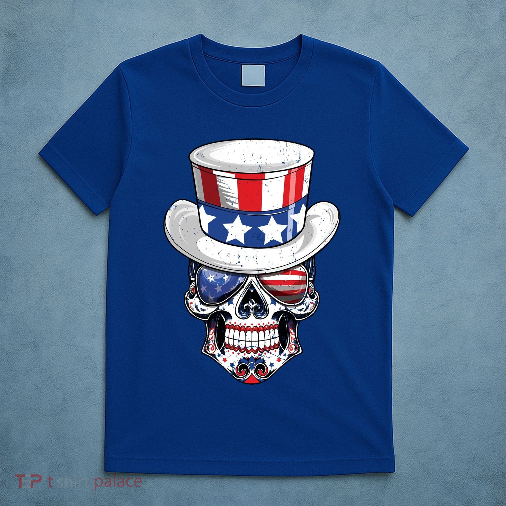 Sugar Skull American Flag Usa Indepedence Day July Fourth Cute Gift T-Shirt