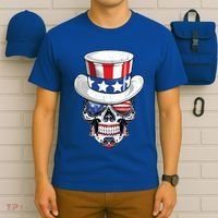 Sugar Skull American Flag Usa Indepedence Day July Fourth Cute Gift T-Shirt thumb 6