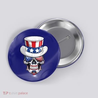 Sugar Skull American Flag Usa Indepedence Day July Fourth Cute Gift Button