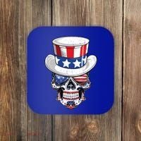 Sugar Skull American Flag Usa Indepedence Day July Fourth Cute Gift Coaster thumb 0