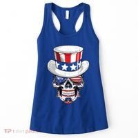 Sugar Skull American Flag Usa Indepedence Day July Fourth Cute Gift Women's Tank Top thumb 0