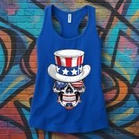 Sugar Skull American Flag Usa Indepedence Day July Fourth Cute Gift Women's Tank Top thumb 3