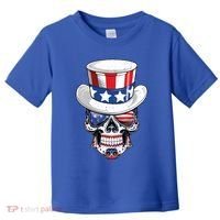 Sugar Skull American Flag Usa Indepedence Day July Fourth Cute Gift Toddler T-Shirt thumb 0