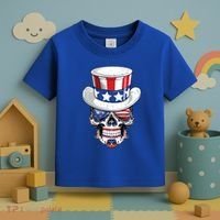 Sugar Skull American Flag Usa Indepedence Day July Fourth Cute Gift Toddler T-Shirt thumb 3