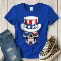 Sugar Skull American Flag Usa Indepedence Day July Fourth Cute Gift Women's T-Shirt thumb 3