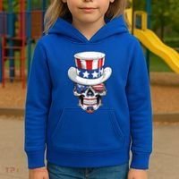 Sugar Skull American Flag Usa Indepedence Day July Fourth Cute Gift Kids Hoodie thumb 3