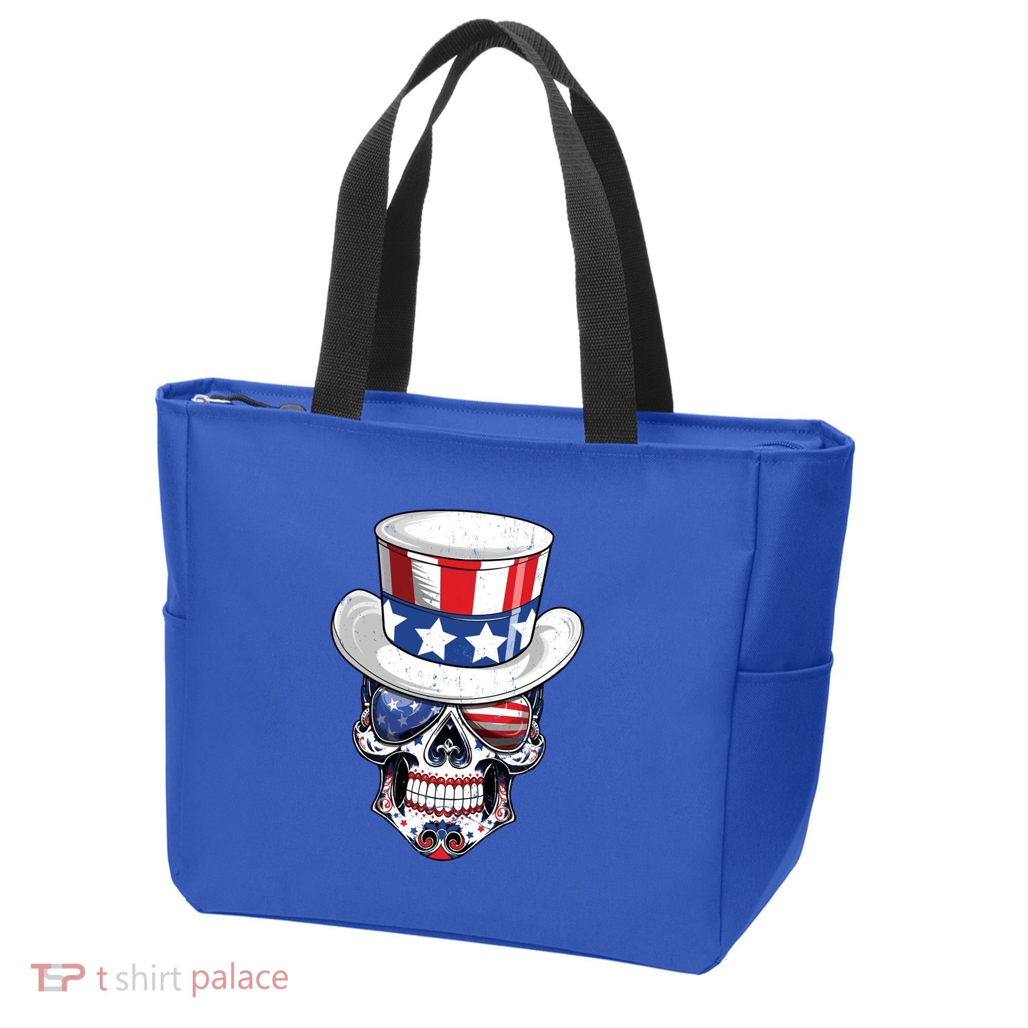 Sugar Skull American Flag Usa Indepedence Day July Fourth Cute Gift Tote Bag