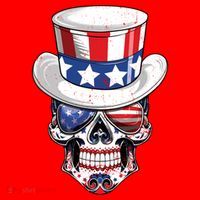 Sugar Skull American Flag Usa Indepedence Day July Fourth Cute Gift Santa Hat thumb 1