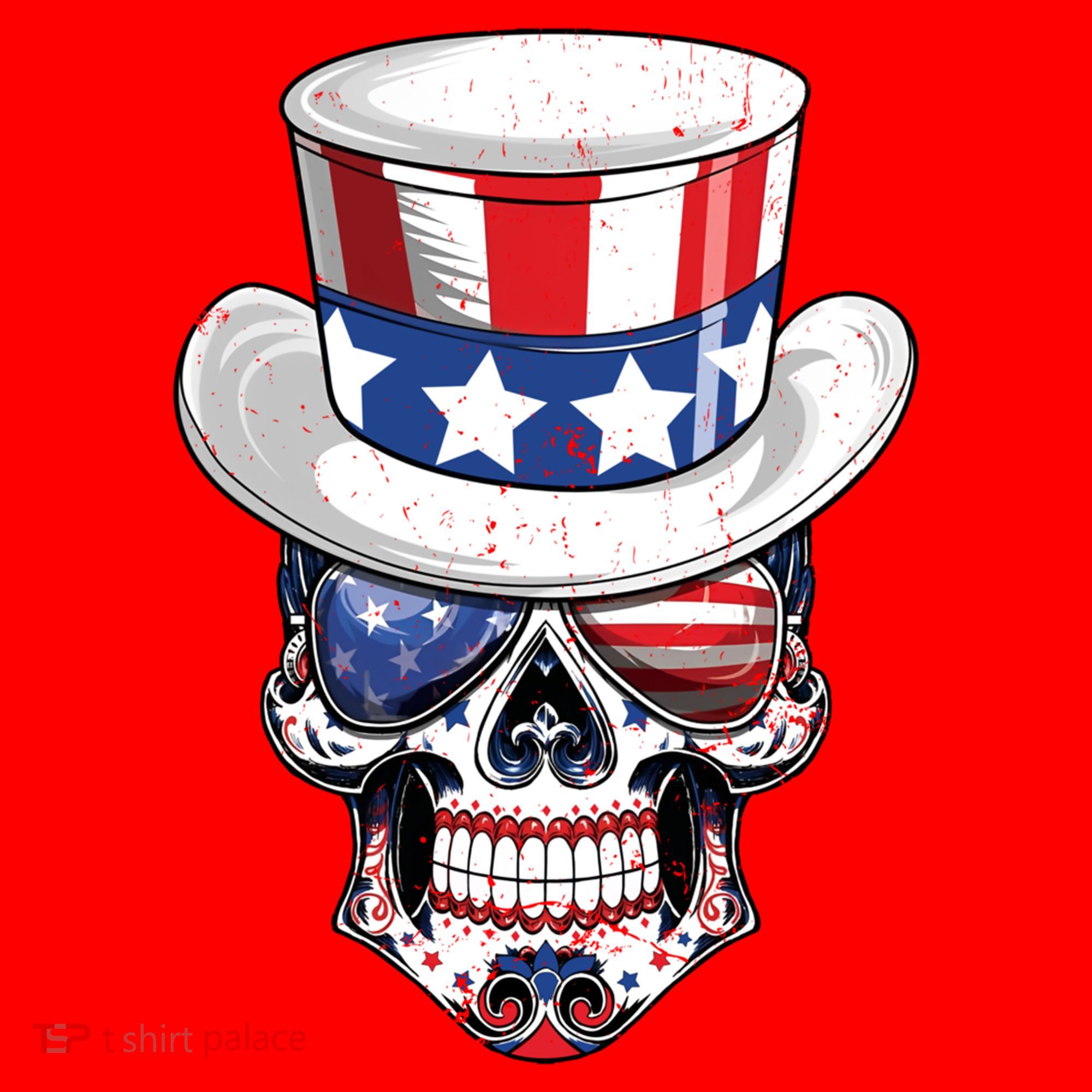 Sugar Skull American Flag Usa Indepedence Day July Fourth Cute Gift Santa Hat