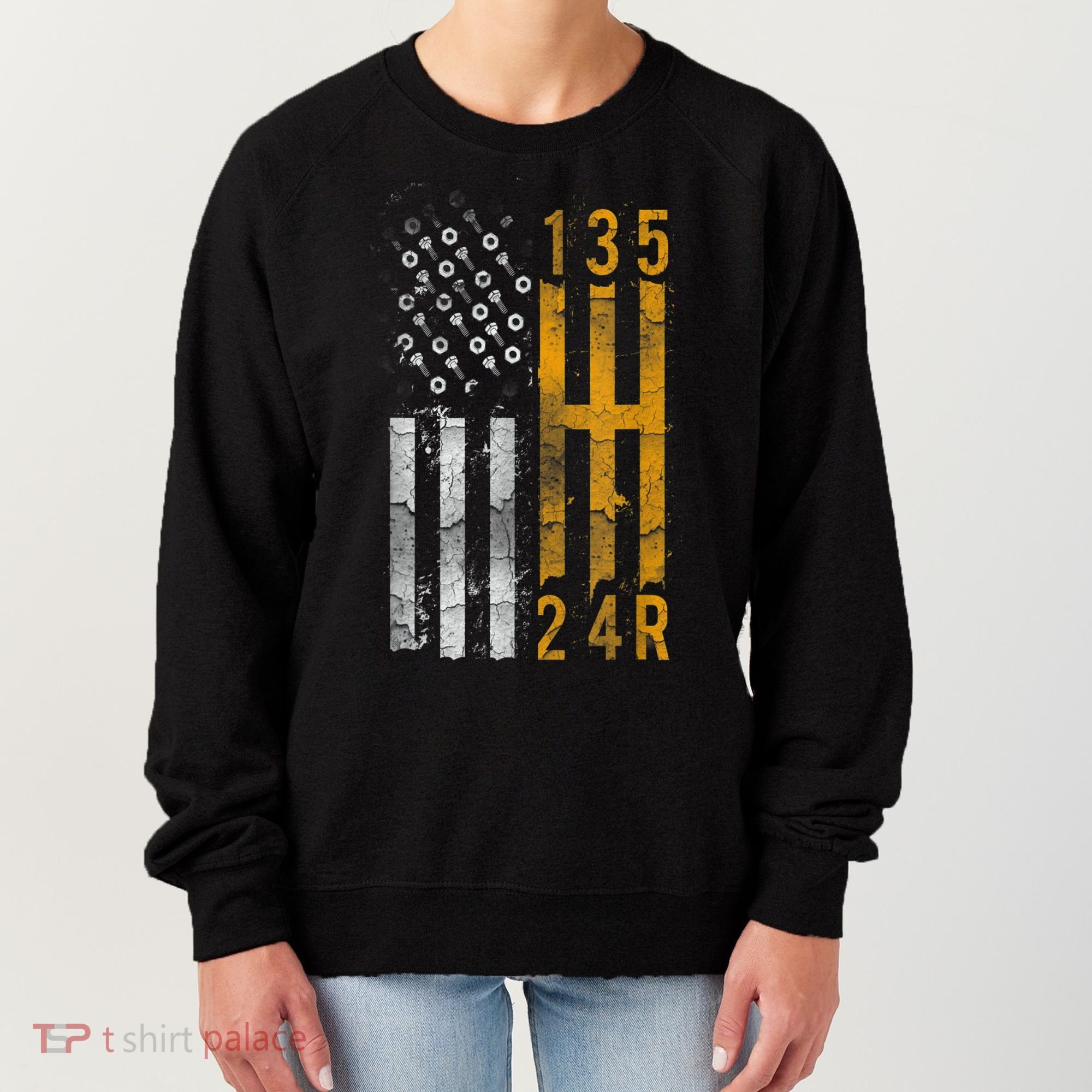 Stick Shift American Flag Muscle Car Mechanic Women's Sweatshirt